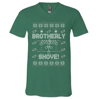 Brotherly Shove Eagles Nick Sirianni Ugly Christmas Sweater V-Neck T-Shirt
