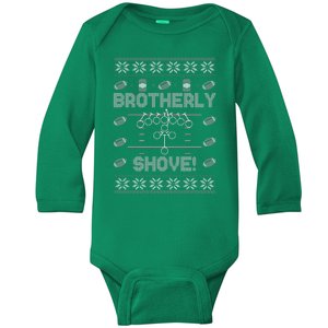 Brotherly Shove Eagles Nick Sirianni Ugly Christmas Sweater Baby Long Sleeve Bodysuit