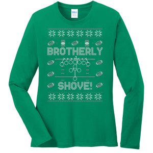 Brotherly Shove Eagles Nick Sirianni Ugly Christmas Sweater Ladies Long Sleeve Shirt