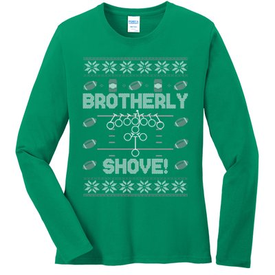Brotherly Shove Eagles Nick Sirianni Ugly Christmas Sweater Ladies Long Sleeve Shirt