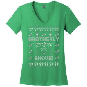 Brotherly Shove Eagles Nick Sirianni Ugly Christmas Sweater Women's V-Neck T-Shirt