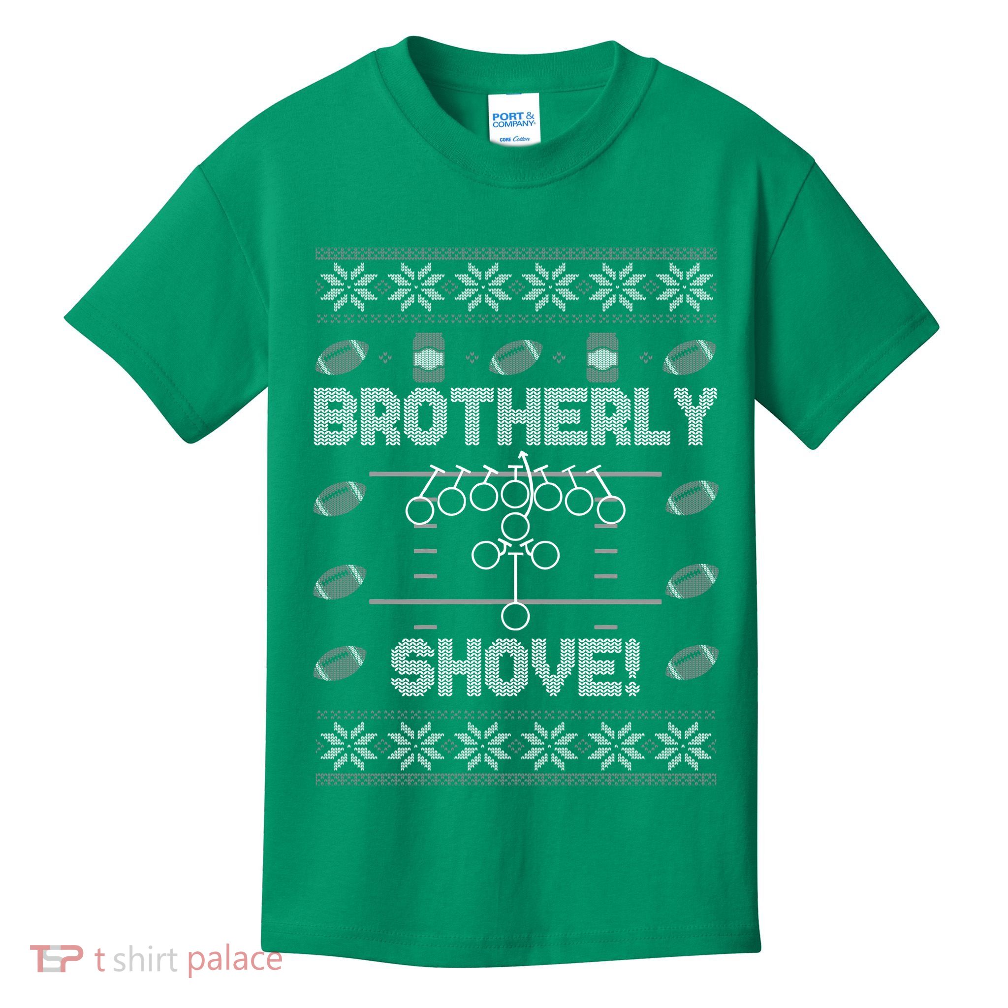 Brotherly Shove Eagles Nick Sirianni Ugly Christmas Sweater Kids T-Shirt