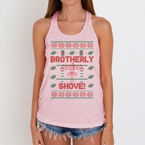 Brotherly Shove Eagles Nick Sirianni Ugly Christmas Sweater Women's Knotted Racerback Tank