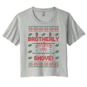 Brotherly Shove Eagles Nick Sirianni Ugly Christmas Sweater Women's Crop Top Tee