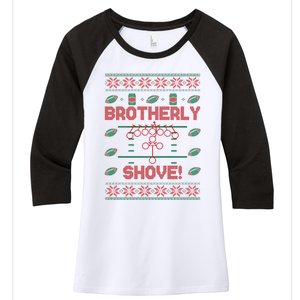 Brotherly Shove Eagles Nick Sirianni Ugly Christmas Sweater Women's Tri-Blend 3/4-Sleeve Raglan Shirt