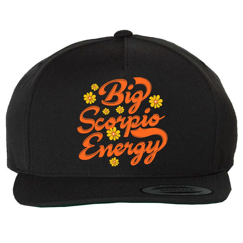 Big Scorpio Energy Vintage Zodiac Astrology Flower Funny Wool Snapback Cap