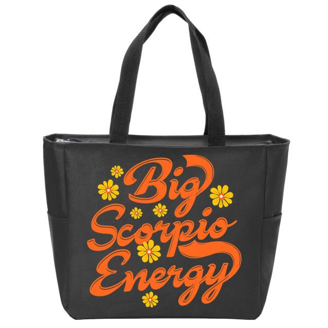Big Scorpio Energy Vintage Zodiac Astrology Flower Funny Zip Tote Bag