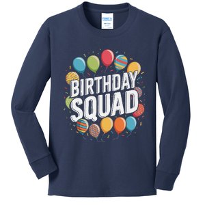 Birthday Squad Fun Balloon Party Confetti Family Matching Kids Long Sleeve Shirt