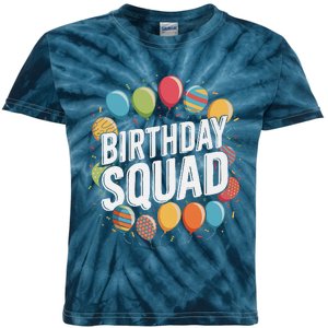 Birthday Squad Fun Balloon Party Confetti Family Matching Kids Tie-Dye T-Shirt