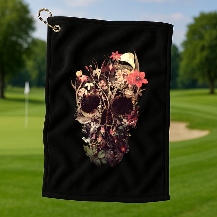 Bloom Skull Flower Golf Towel