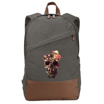 Bloom Skull Flower Cotton Canvas Backpack