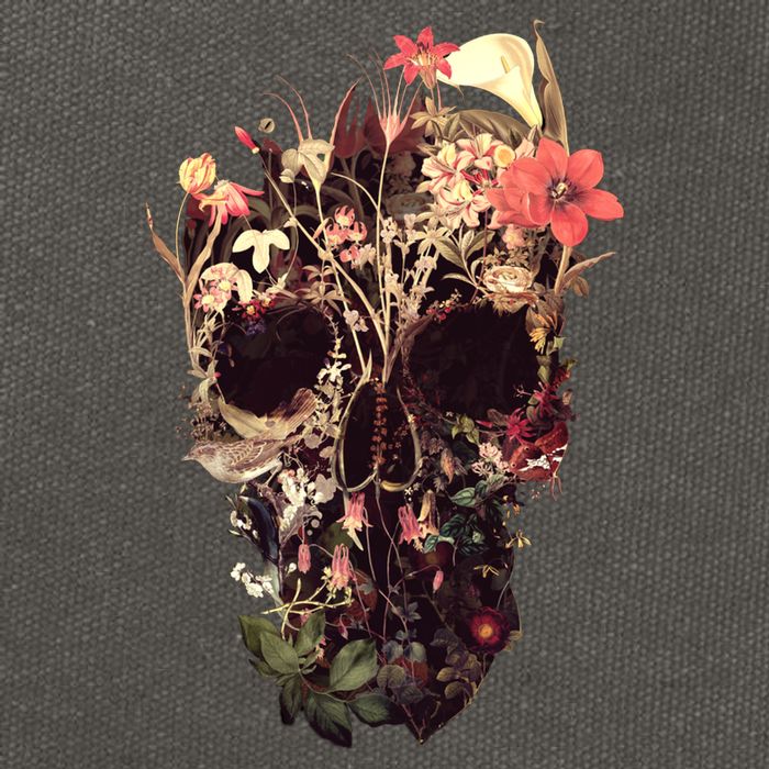 Bloom Skull Flower Cotton Canvas Backpack