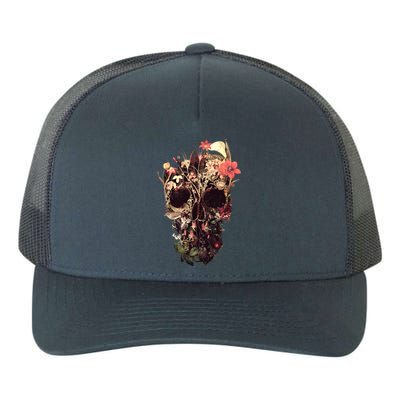 Bloom Skull Flower Yupoong Adult 5-Panel Trucker Hat