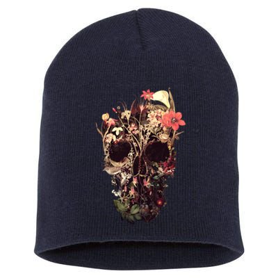 Bloom Skull Flower Short Acrylic Beanie