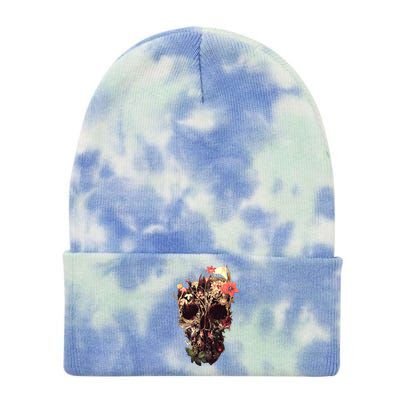 Bloom Skull Flower Tie Dye 12in Knit Beanie