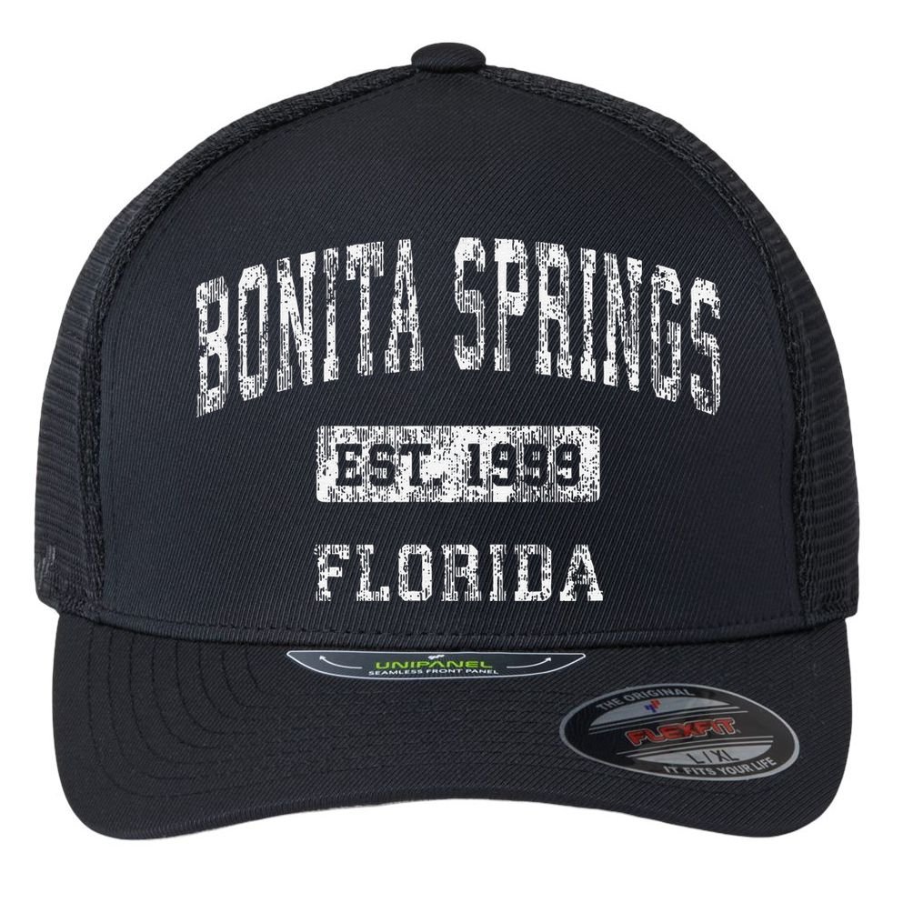 Bonita Springs Florida Fl Vintage Established Flexfit Unipanel Trucker Cap