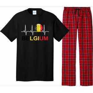 Belgium Soccer Funny Gift Belgium Flag Soccer Pajama Set