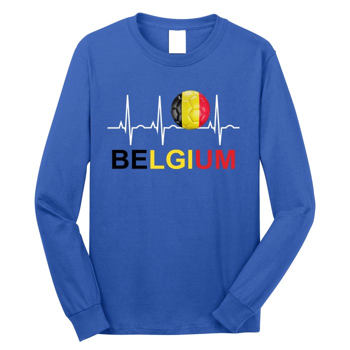 Belgium Soccer Funny Gift Belgium Flag Soccer Long Sleeve Shirt