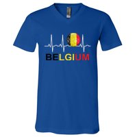 Belgium Soccer Funny Gift Belgium Flag Soccer V-Neck T-Shirt