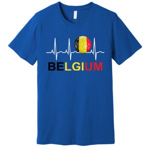 Belgium Soccer Funny Gift Belgium Flag Soccer Premium T-Shirt