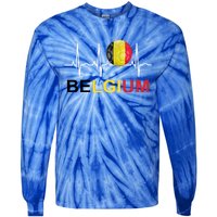 Belgium Soccer Funny Gift Belgium Flag Soccer Tie-Dye Long Sleeve Shirt