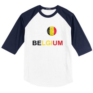 Belgium Soccer Funny Gift Belgium Flag Soccer Baseball Sleeve Shirt