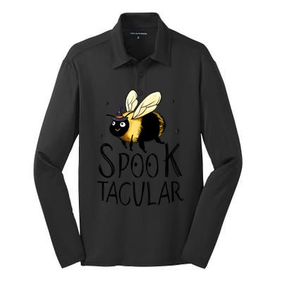 Bee Spooktacular Funny Bumble Bee Halloween Witch Gift Silk Touch Performance Long Sleeve Polo