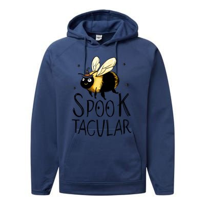 Bee Spooktacular Funny Bumble Bee Halloween Witch Gift Performance Fleece Hoodie