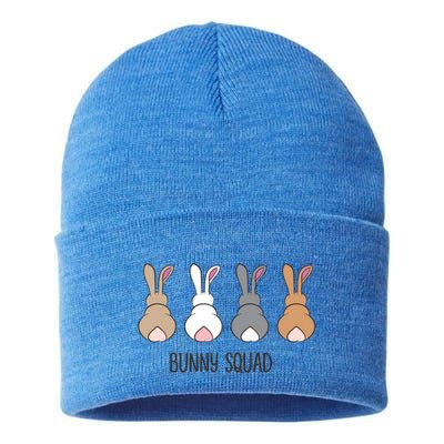 Bunny Squad Funny Rabbits Team Gift Sustainable Knit Beanie