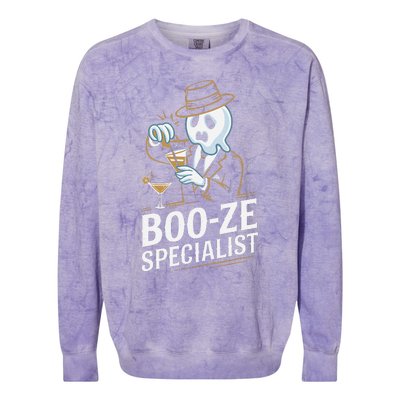 Booze Specialist Funny Ghost For Halloween Party Lovers Colorblast Crewneck Sweatshirt