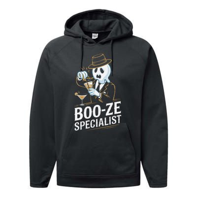 Booze Specialist Funny Ghost For Halloween Party Lovers Performance Fleece Hoodie