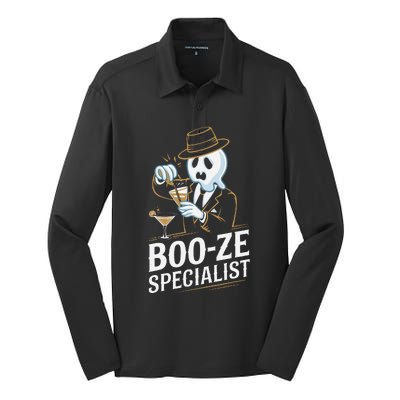 Booze Specialist Funny Ghost For Halloween Party Lovers Silk Touch Performance Long Sleeve Polo