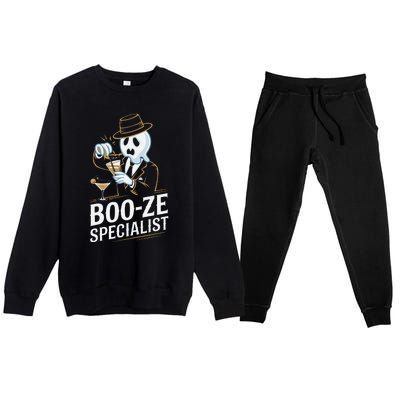 Booze Specialist Funny Ghost For Halloween Party Lovers Premium Crewneck Sweatsuit Set