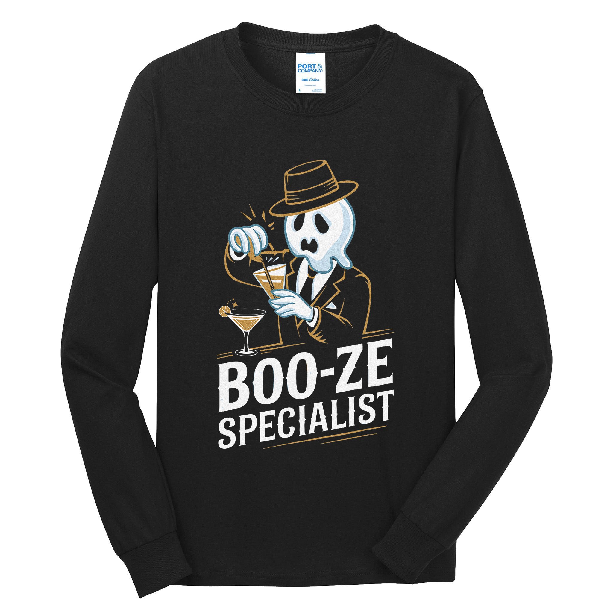 Booze Specialist Funny Ghost For Halloween Party Lovers Tall Long Sleeve T-Shirt