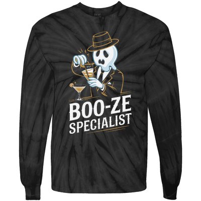 Booze Specialist Funny Ghost For Halloween Party Lovers Tie-Dye Long Sleeve Shirt