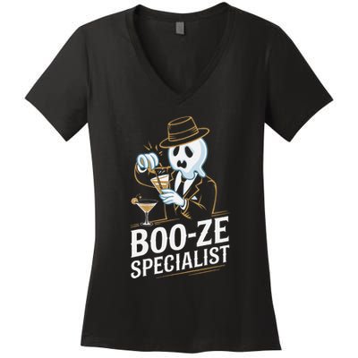 Booze Specialist Funny Ghost For Halloween Party Lovers Women's V-Neck T-Shirt
