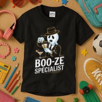 Booze Specialist Funny Ghost For Halloween Party Lovers Kids T-Shirt