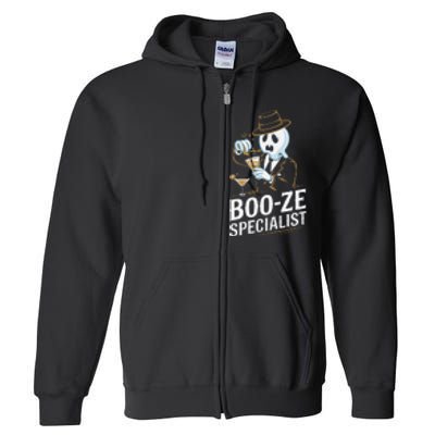 Booze Specialist Funny Ghost For Halloween Party Lovers Full Zip Hoodie