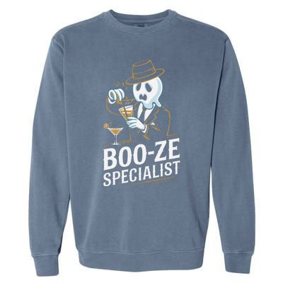 Booze Specialist Funny Ghost For Halloween Party Lovers Garment-Dyed Sweatshirt