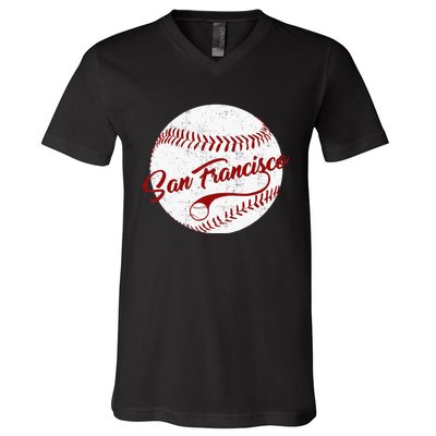 Baseball San Francisco Vintage Giant Ball National Pastime V-Neck T-Shirt