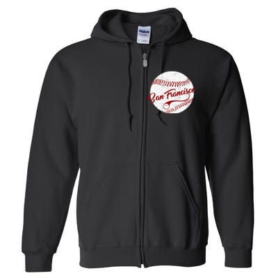 Baseball San Francisco Vintage Giant Ball National Pastime Full Zip Hoodie