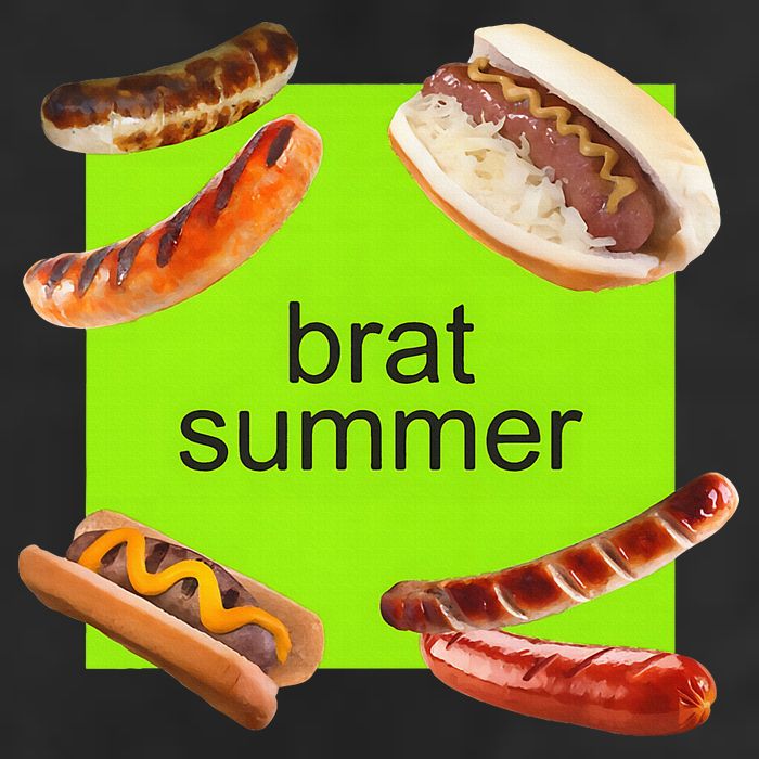 Brat Summer Funny Hot Dog Bratwurst Summer 7 Panel Mesh Trucker Snapback Hat