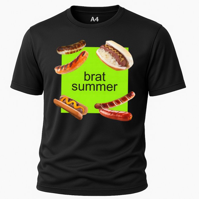 Brat Summer Funny Hot Dog Bratwurst Summer Cooling Performance Crew T-Shirt