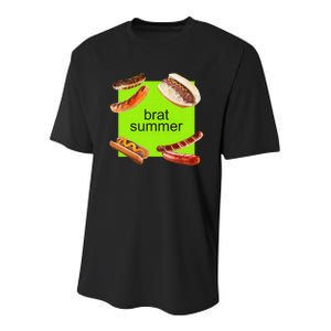 Brat Summer Funny Hot Dog Bratwurst Summer Youth Performance Sprint T-Shirt