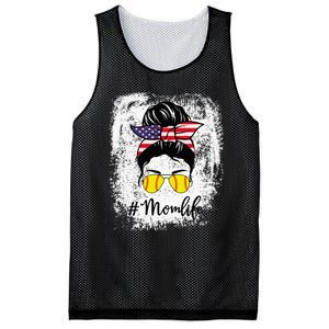 Bleached Softball Fastpitch Mom Life Messy Bun Mesh Reversible Basketball Jersey Tank