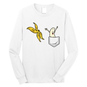 Banana Striptease Funny Banana Pocket Cool Long Sleeve Shirt