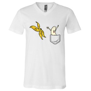 Banana Striptease Funny Banana Pocket Cool V-Neck T-Shirt