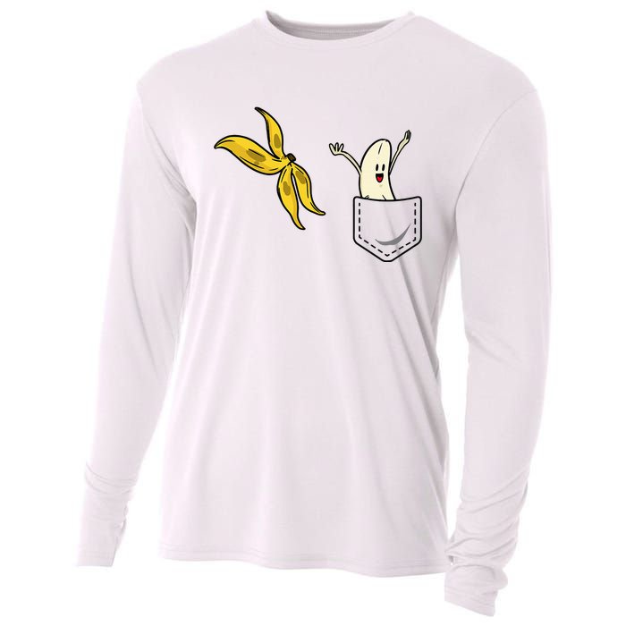 Banana Striptease Funny Banana Pocket Cool Cooling Performance Long Sleeve Crew