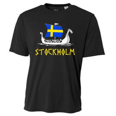 Boat Swedish Flag Sweden Viking Ship Stockholm Cooling Performance Crew T-Shirt