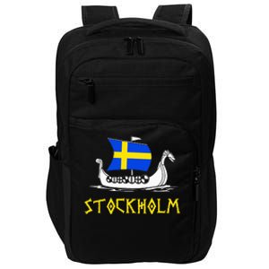 Boat Swedish Flag Sweden Viking Ship Stockholm Impact Tech Backpack